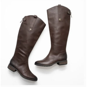 Sam Edelman Penny Riding Boots 6 Dark Brown NWT Wide Calf Leather Western Tall